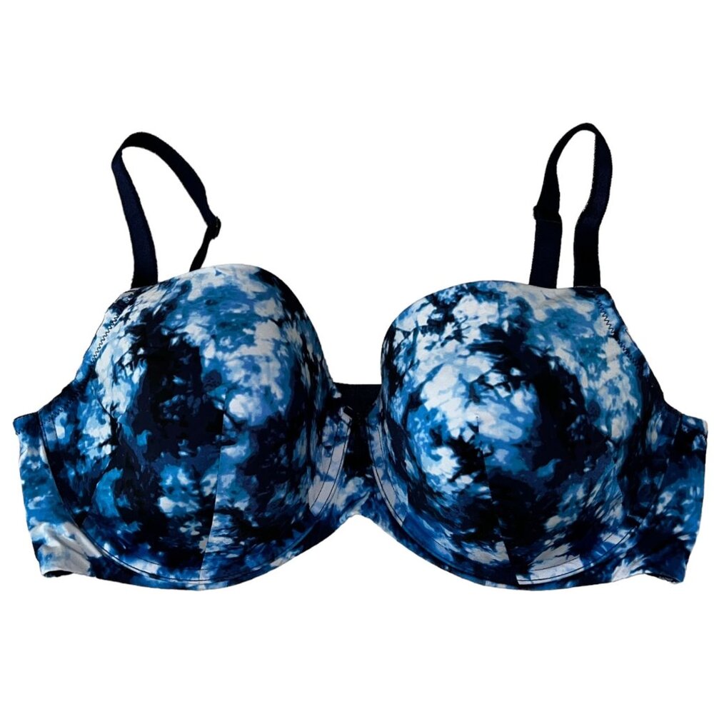 Torrid Tie Dye Blue 40DD Underwire Supportive Full Coverage T-Shirt Bra